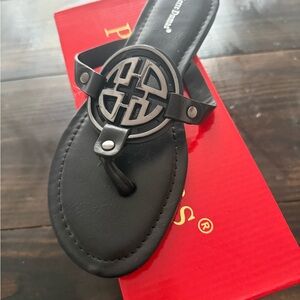 Pierre Dumas Black Emblem Sandals